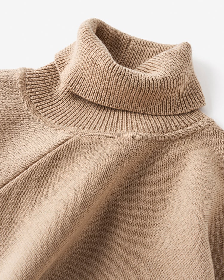 ウルトラファインメリノ・ハイネックポンチョ 詳細画像 ベージュ 7
