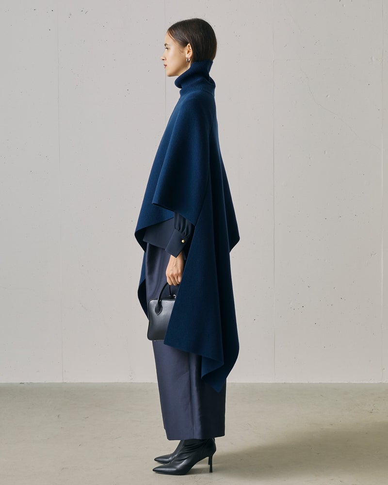 ウルトラファインメリノ・ハイネックポンチョ 詳細画像 ネイビー 2