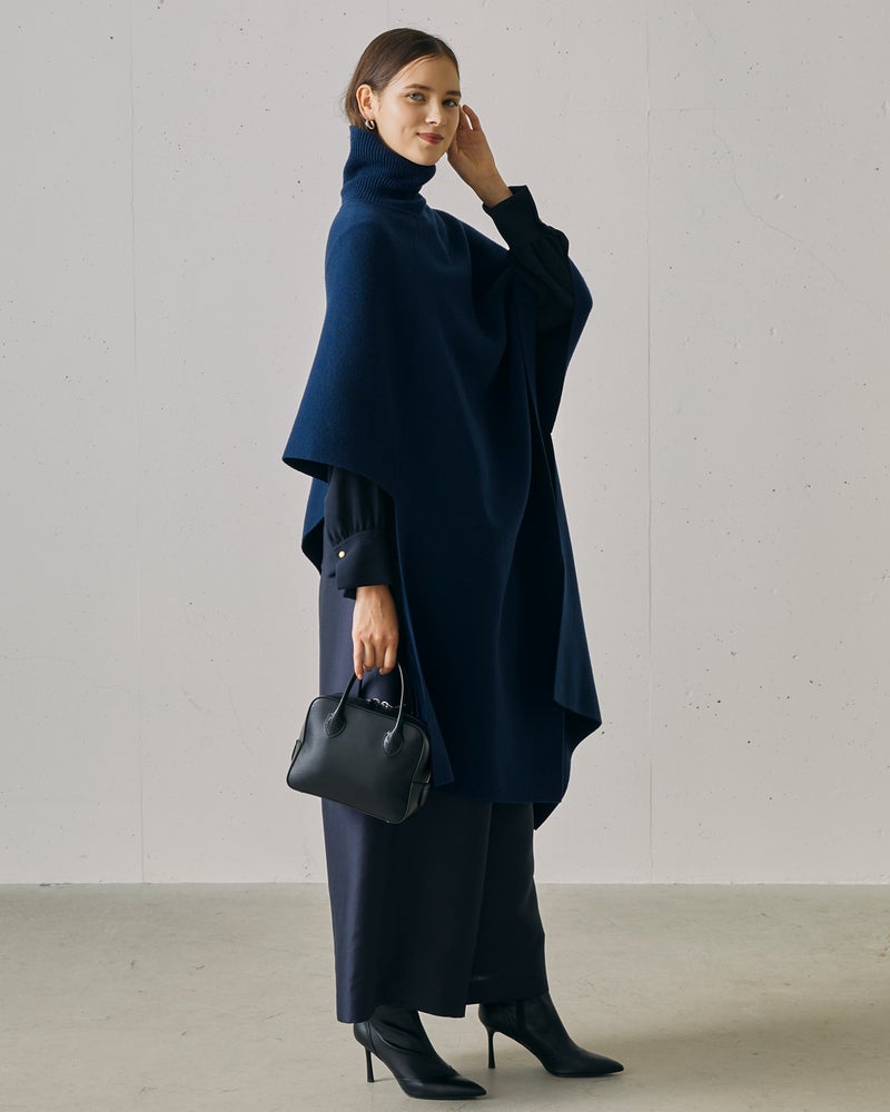 ウルトラファインメリノ・ハイネックポンチョ 詳細画像 ネイビー 6