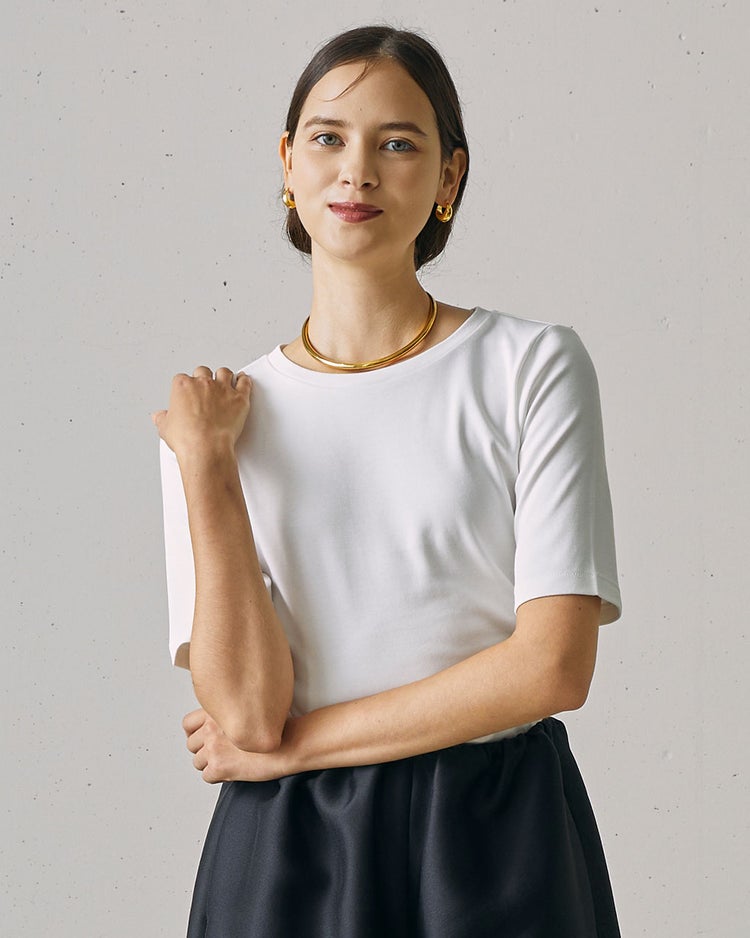 ピュアコットンスムース／5分袖T 詳細画像 オフホワイト 3