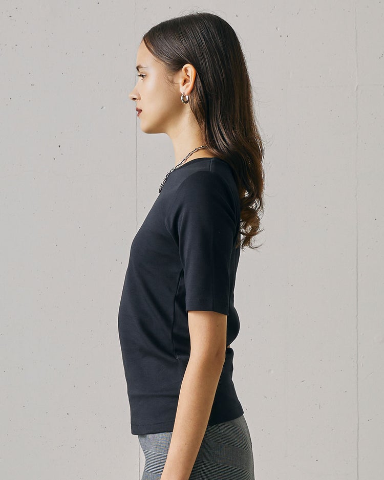 ピュアコットンスムース／5分袖T 詳細画像 ブラック 2