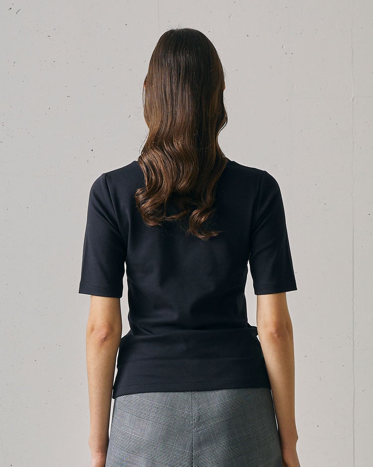 ピュアコットンスムース／5分袖T 詳細画像 ブラック 3