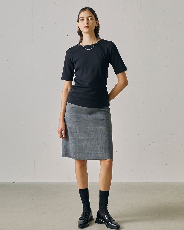 ピュアコットンスムース／5分袖T 詳細画像 ブラック 4