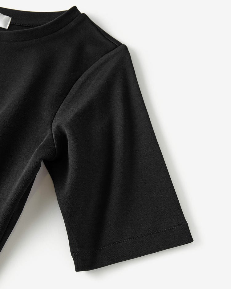 ピュアコットンスムース／5分袖T 詳細画像 ブラック 9