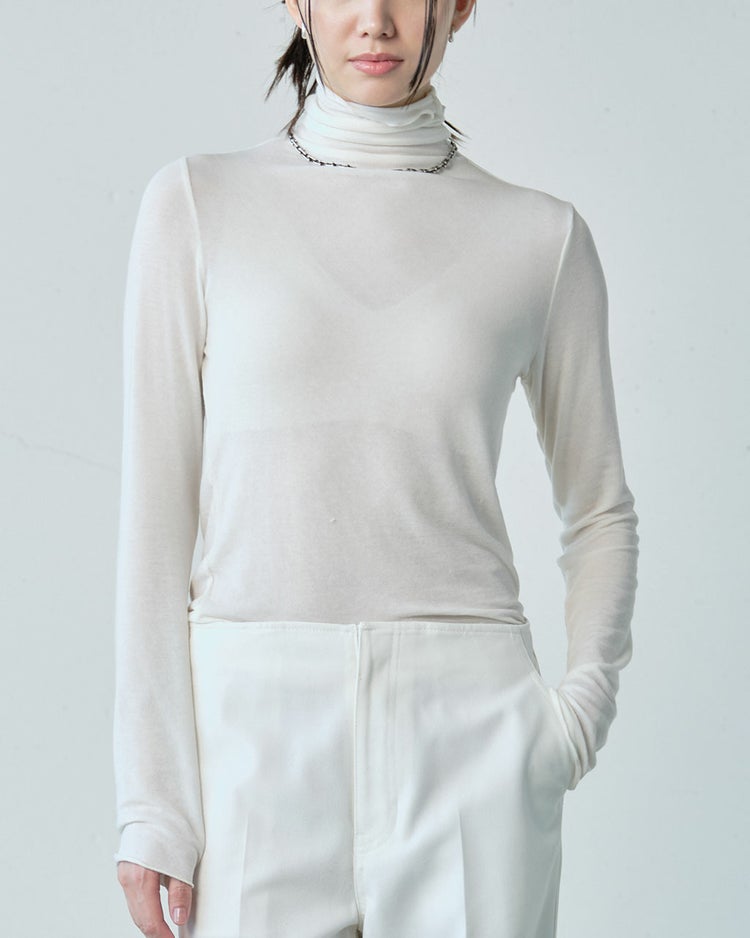 カシミヤシルク混・タートルネック 詳細画像 オフホワイト 1
