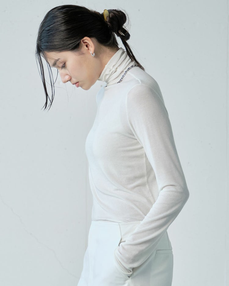 カシミヤシルク混・タートルネック 詳細画像 オフホワイト 2