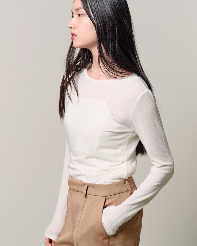 カシミヤシルク混・クルーネック 詳細画像 オフホワイト 4