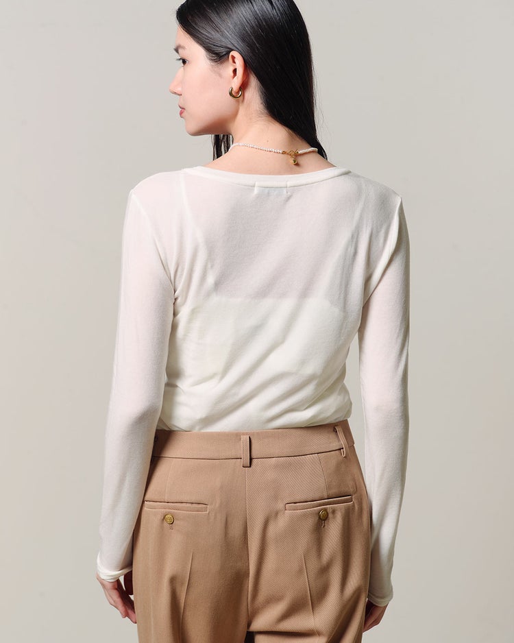 カシミヤシルク混・クルーネック 詳細画像 オフホワイト 6