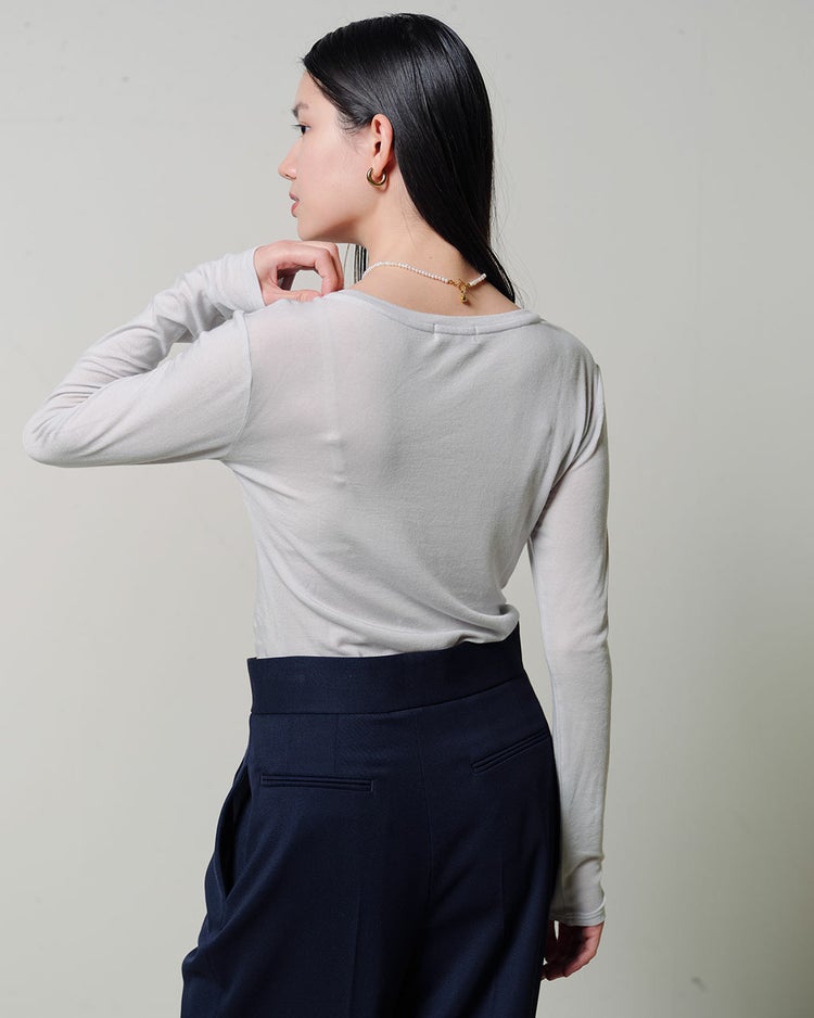 カシミヤシルク混・クルーネック 詳細画像 ライトグレー 5