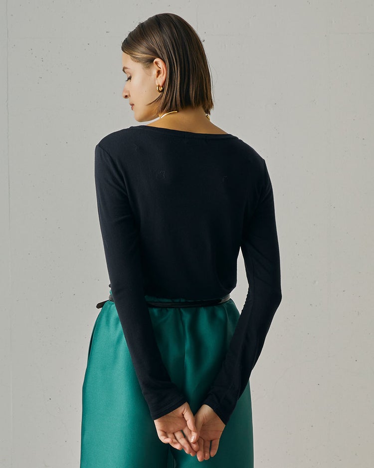 カシミヤシルク混・クルーネック 詳細画像 ブラック 3