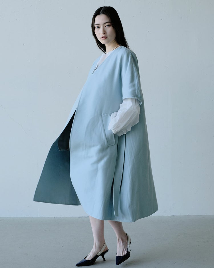 ライトダブルフェイス・ベルテッドコート 詳細画像 サックス 5