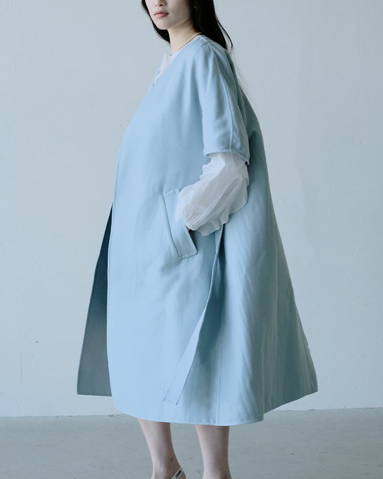 ライトダブルフェイス・ベルテッドコート 詳細画像 サックス 6