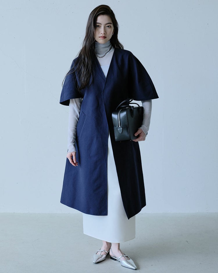 ライトダブルフェイス・ベルテッドコート 詳細画像 ネイビー 2