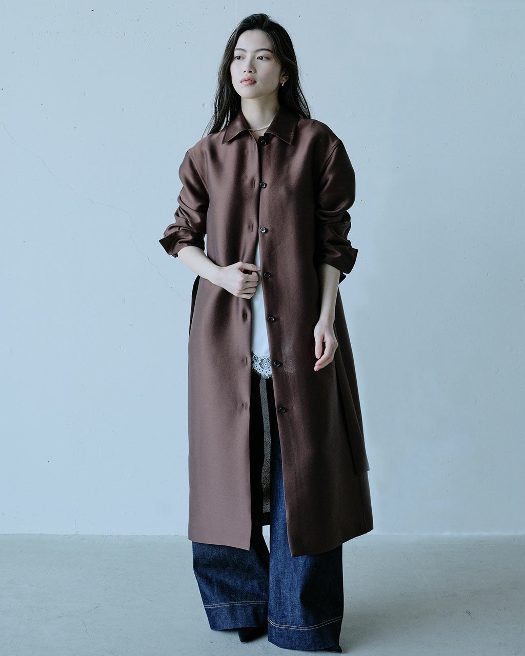 JILLSTUART ダブルクロスコート ブラウン quaranciel:〈洗濯機可能〉ダブルクロス ハーフ トレンチ ジャケット