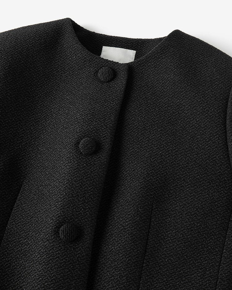 コットン混ツイード・ノーカラージャケット 詳細画像 ブラック 2