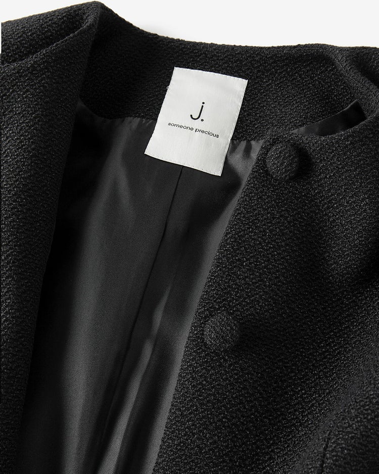 コットン混ツイード・ノーカラージャケット 詳細画像 ブラック 3