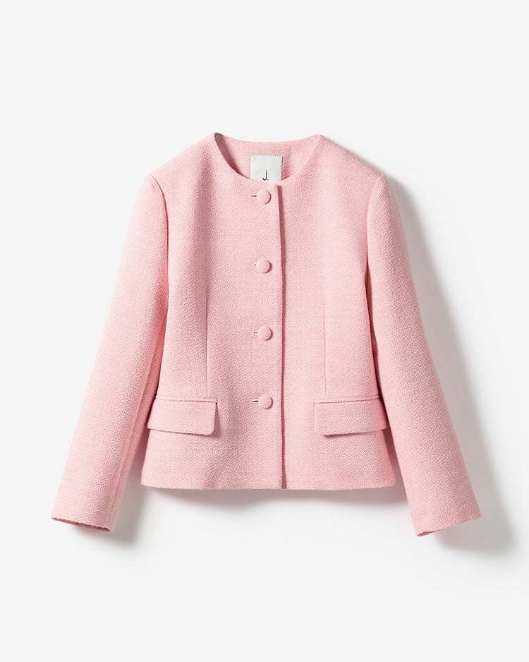 コットン混ツイード・ノーカラージャケット 詳細画像 ピンク 10