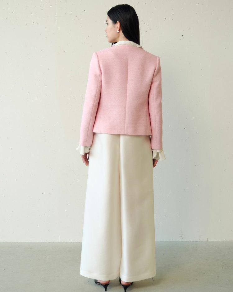 コットン混ツイード・ノーカラージャケット 詳細画像 ピンク 7