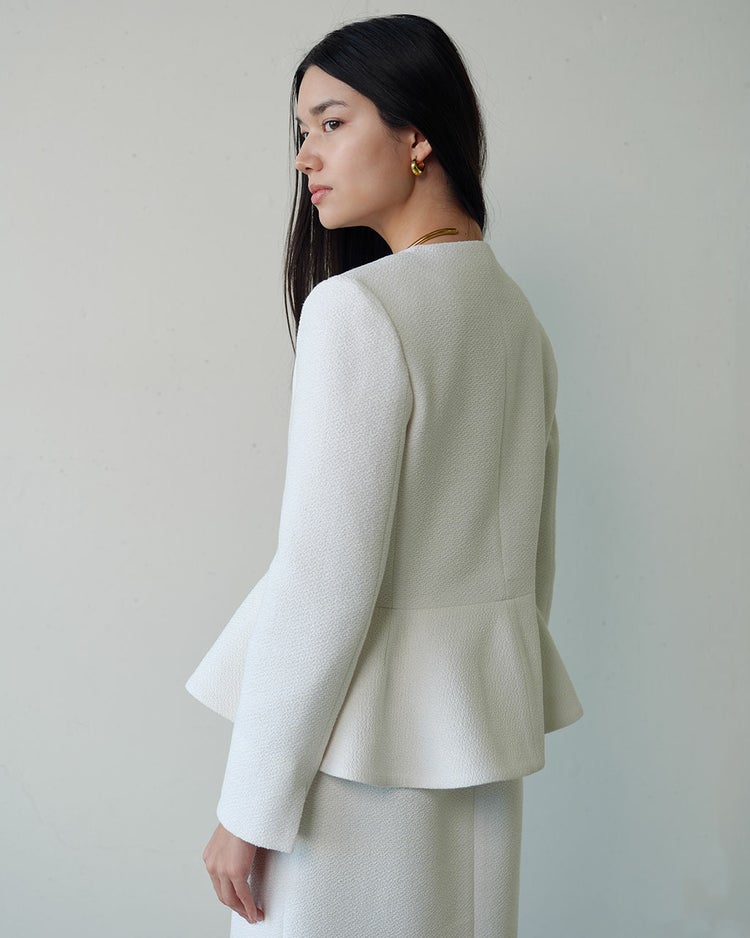 コットン混ツイード・ペプラムジャケット 詳細画像 ホワイト 3