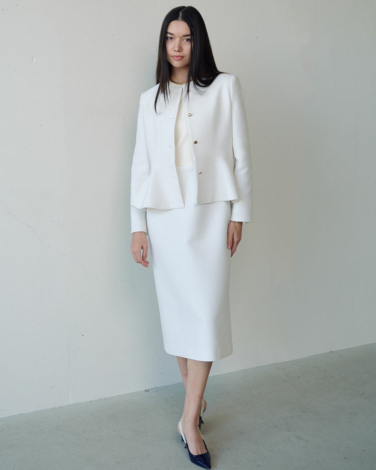 コットン混ツイード・ペプラムジャケット 詳細画像 ホワイト 7