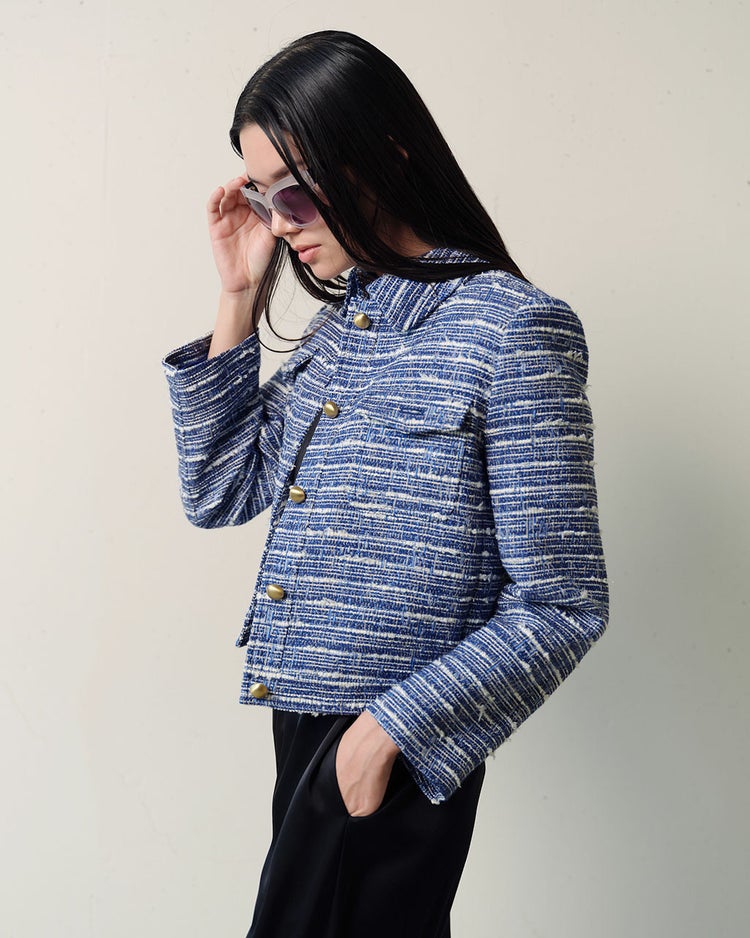 ファンシーツイード・衿付きジャケット 詳細画像 ブルー 2