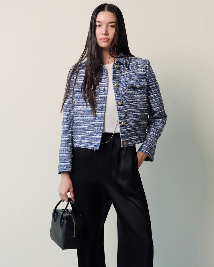 ファンシーツイード・衿付きジャケット 詳細画像 ブルー 5