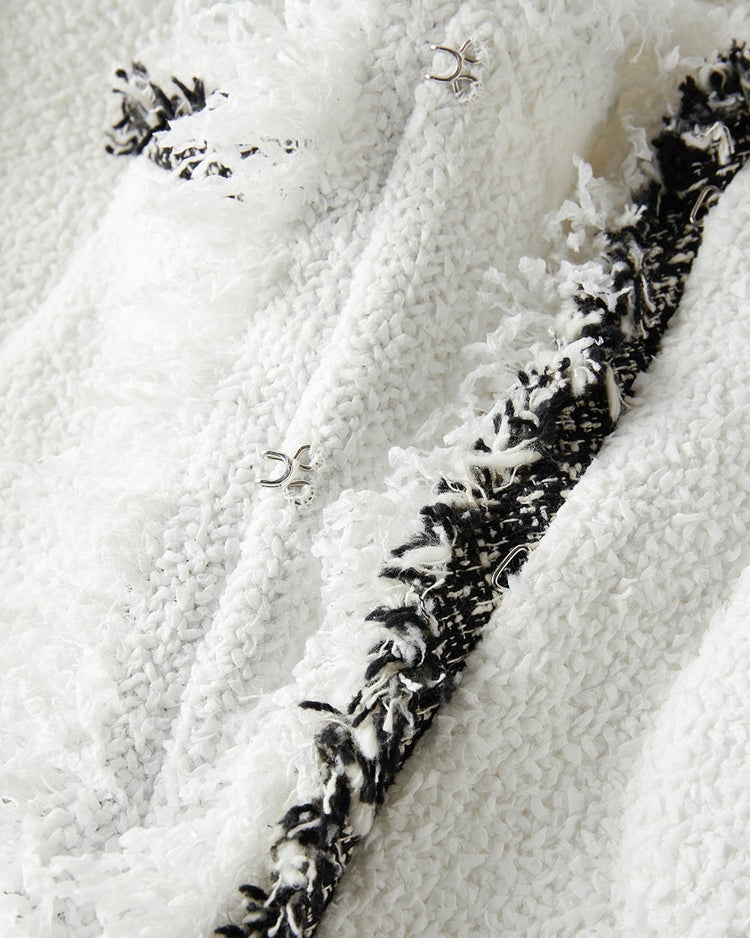 リングツイード・ノーカラートリムジャケット 詳細画像 ホワイト 8