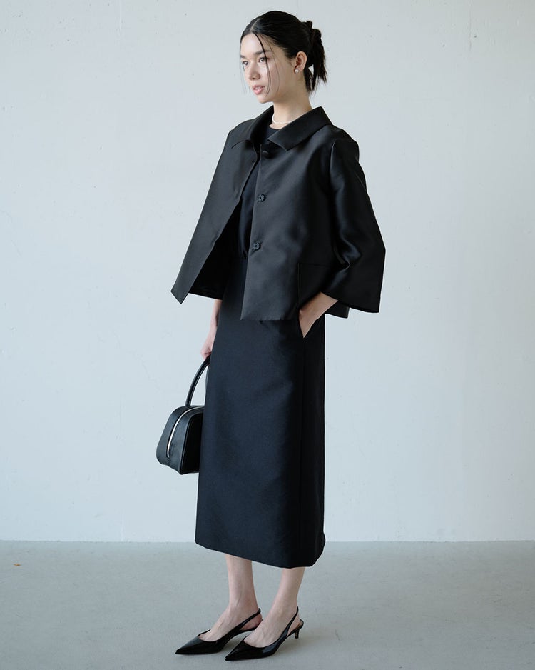 シルクタフタ・フォルムジャケット 詳細画像 ブラック 4