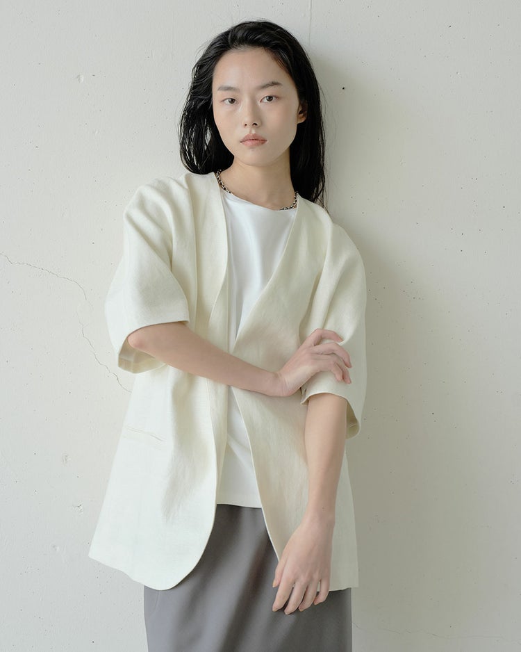 オックスリネン・ハーフスリーブジャケット 詳細画像 オフホワイト 2