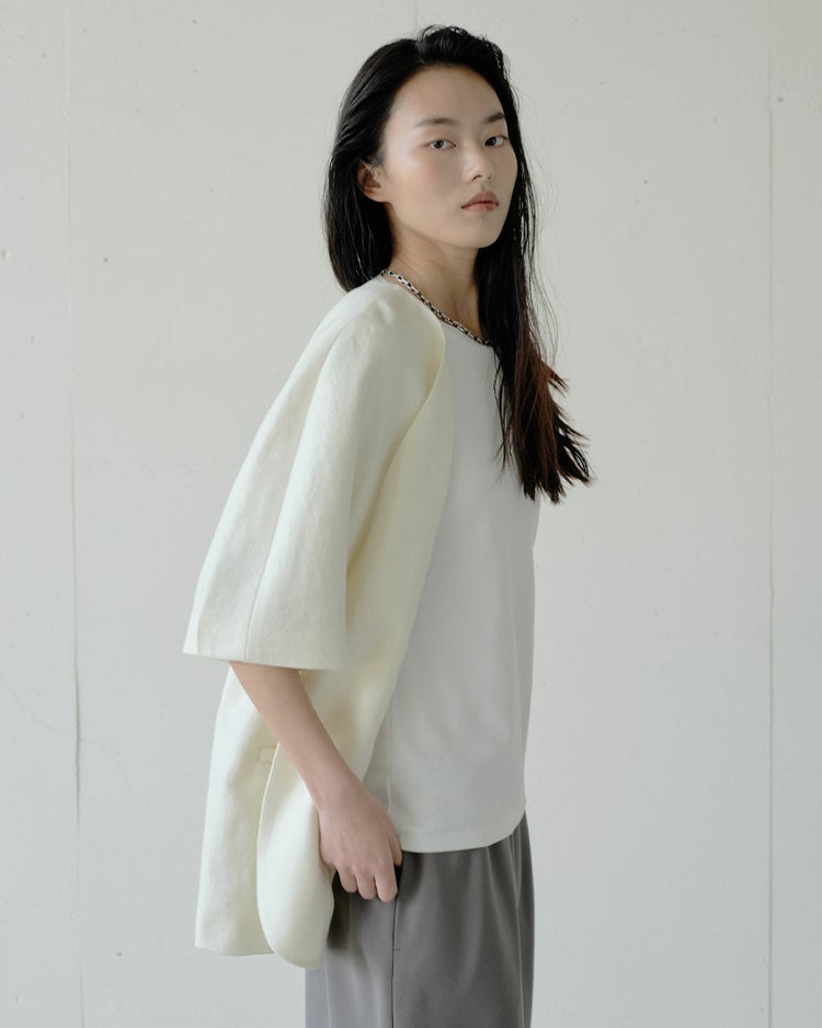 オックスリネン・ハーフスリーブジャケット 詳細画像 オフホワイト 4