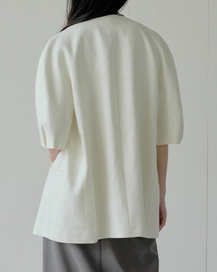 オックスリネン・ハーフスリーブジャケット 詳細画像 オフホワイト 5