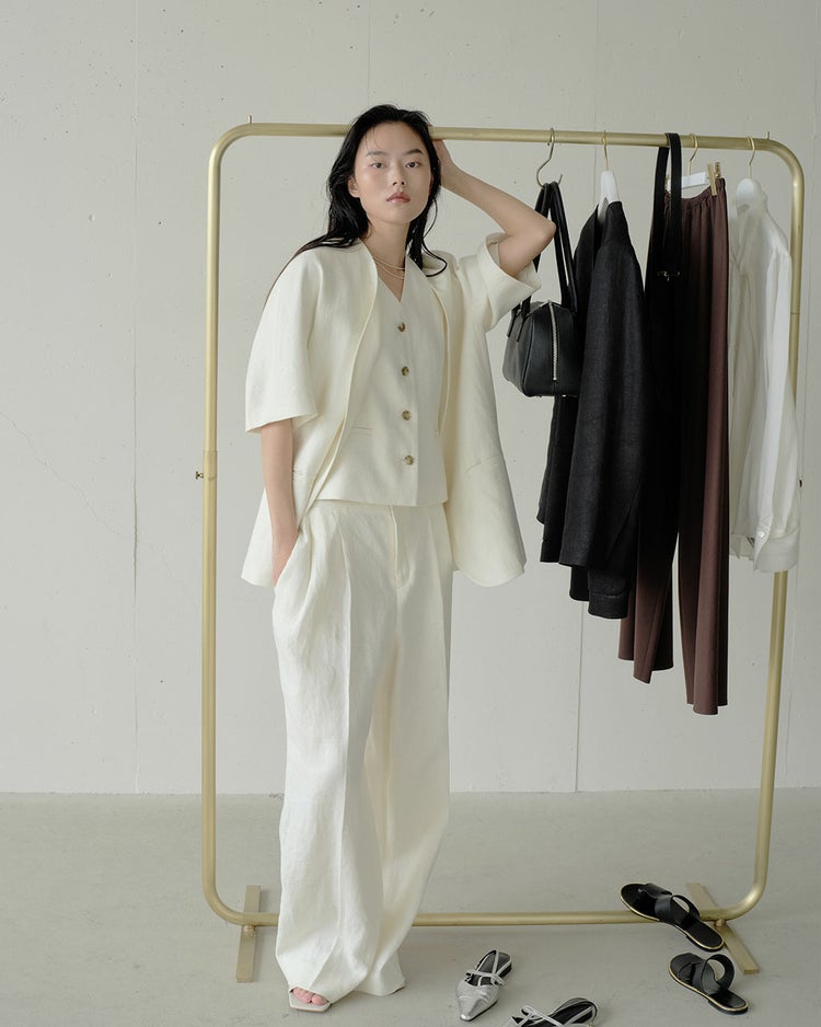 オックスリネン・ハーフスリーブジャケット 詳細画像 オフホワイト 6