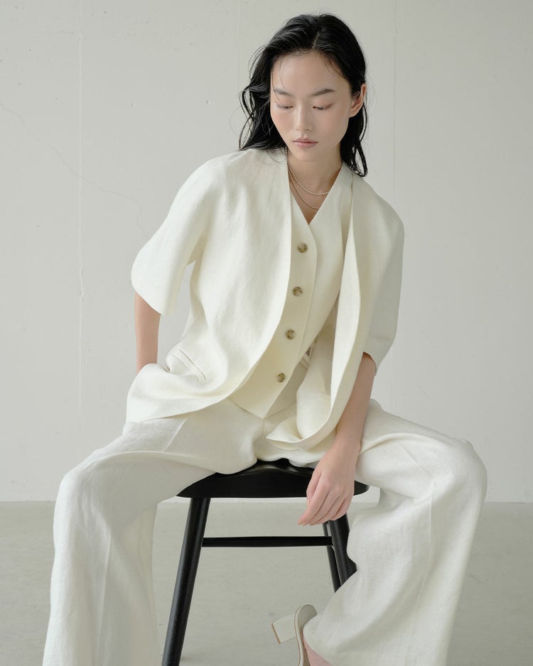 オックスリネン・ハーフスリーブジャケット 詳細画像 オフホワイト 7