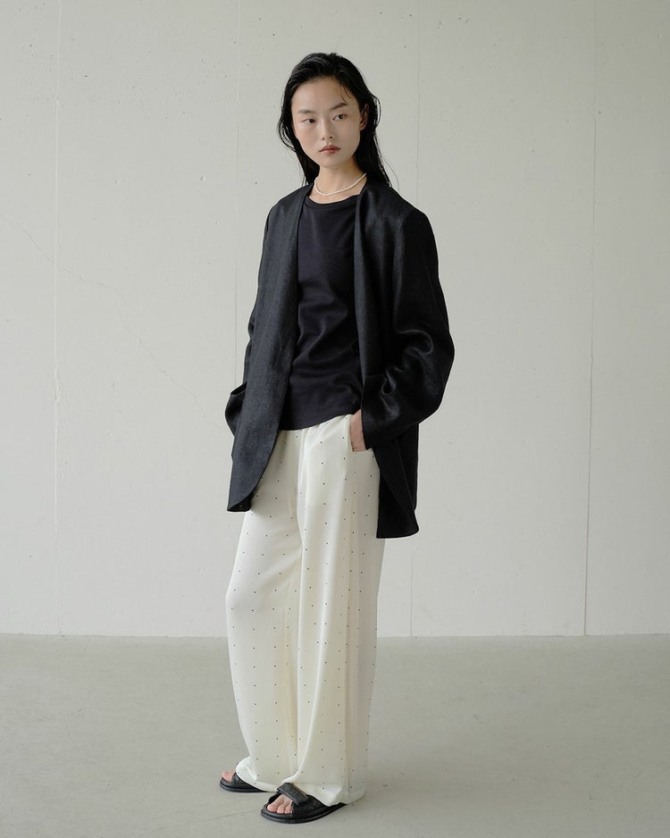 オックスリネン・ノーカラージャケット 詳細画像 ブラック 3