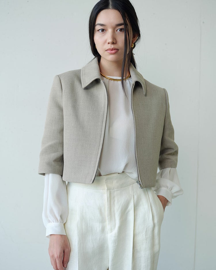 リネンタッチ・コンパクトジャケット 詳細画像 ベージュ 2