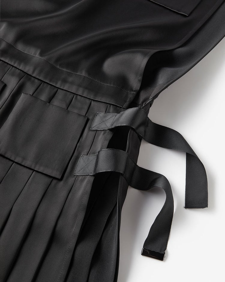 ダブルサテン・レイヤードプリーツワンピース 詳細画像 ブラック 2