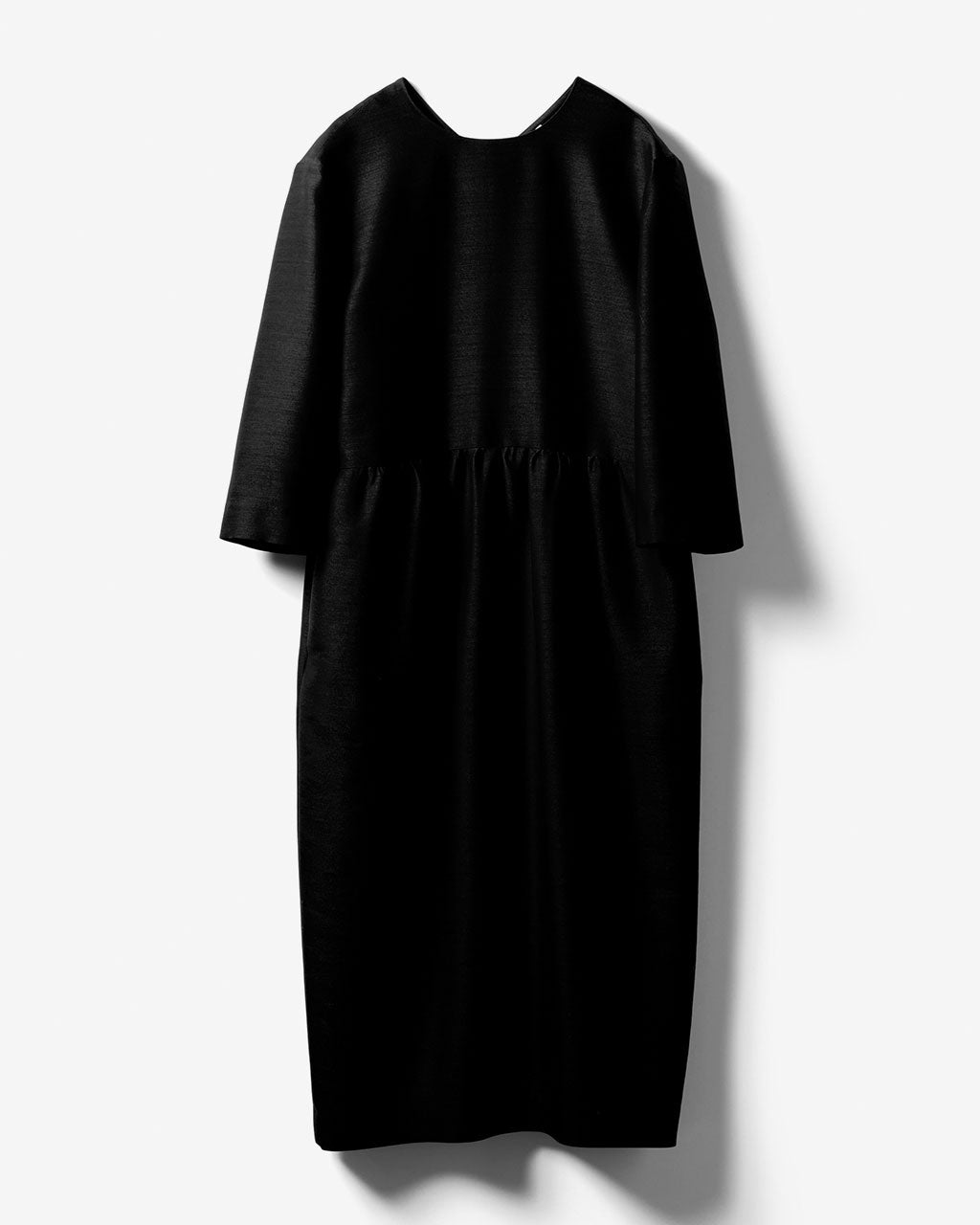 シルク混タッサー・ギャザーコクーンドレス/DoCLASSE