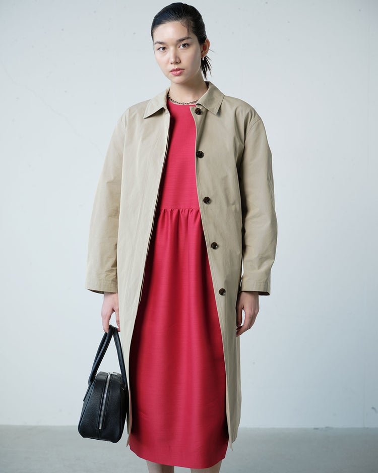 シルク混タッサー・ギャザーコクーンドレス 詳細画像 レッド 5