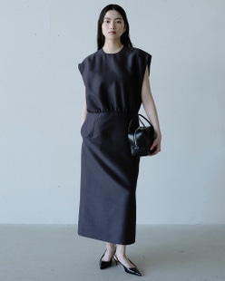 シルキーダブルフェイス・フレンチタイトドレス