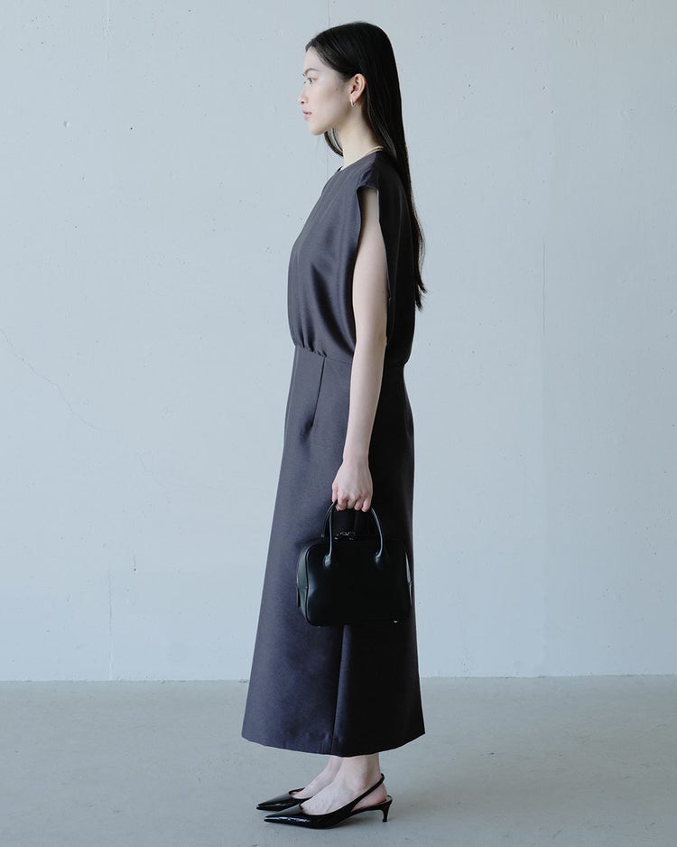 シルキーダブルフェイス・フレンチタイトドレス 詳細画像 グレー 2