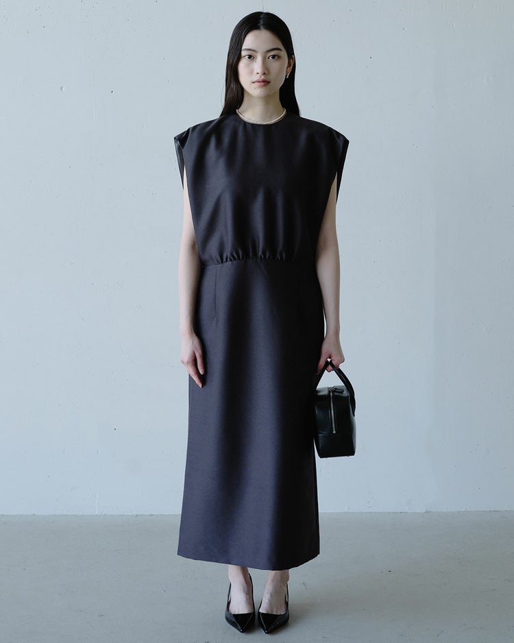 シルキーダブルフェイス・フレンチタイトドレス 詳細画像 グレー 4