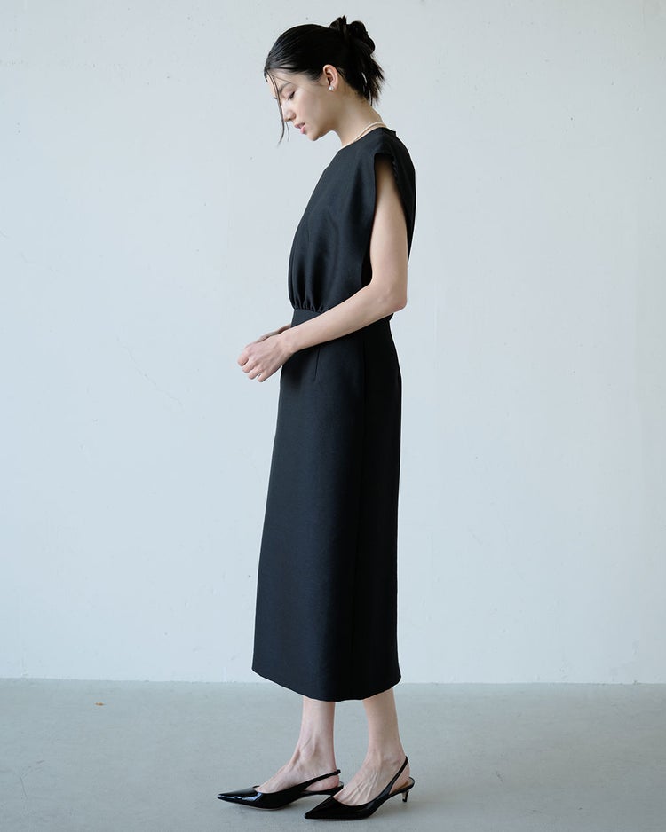 シルキーダブルフェイス・フレンチタイトドレス 詳細画像 ブラック 2