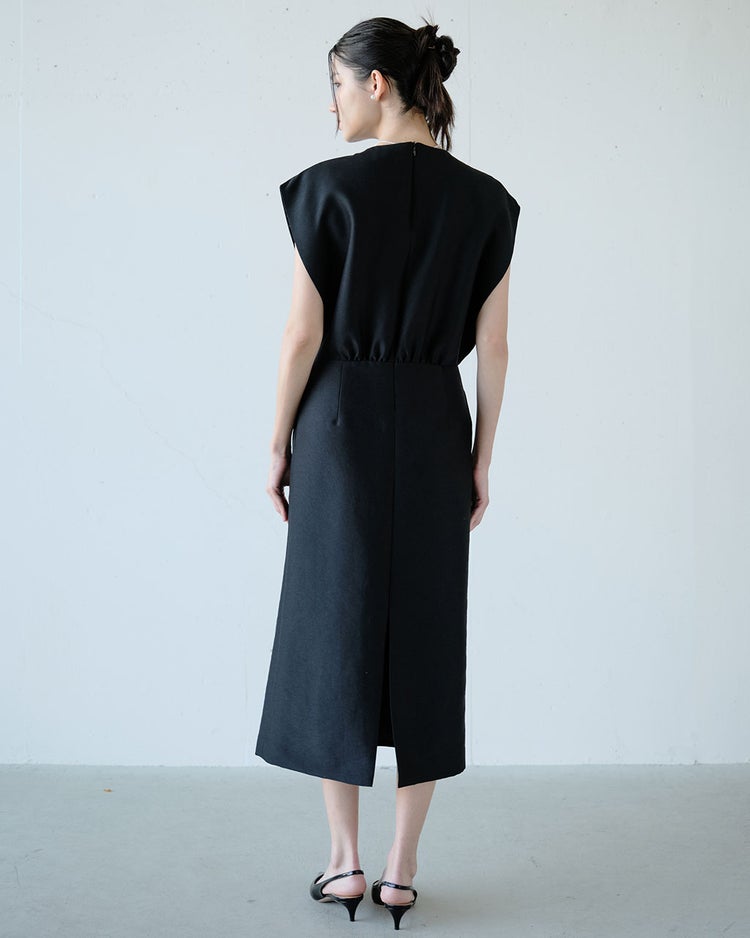 シルキーダブルフェイス・フレンチタイトドレス 詳細画像 ブラック 3