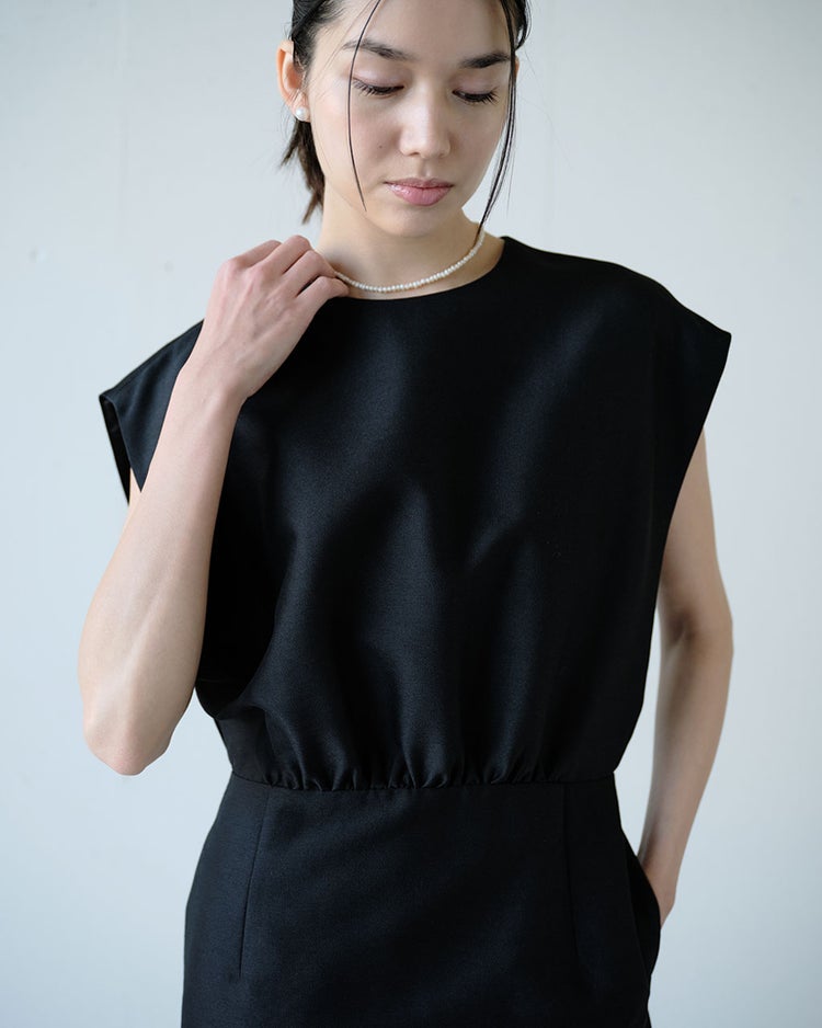 シルキーダブルフェイス・フレンチタイトドレス 詳細画像 ブラック 4