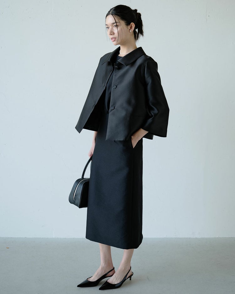 シルキーダブルフェイス・フレンチタイトドレス 詳細画像 ブラック 5