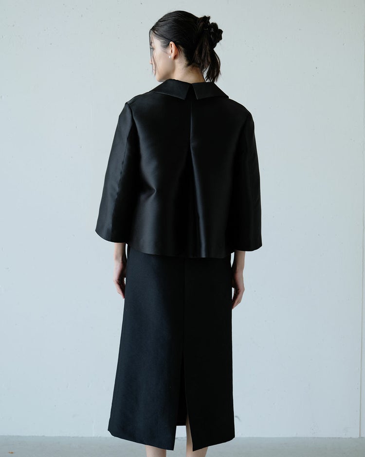 シルキーダブルフェイス・フレンチタイトドレス 詳細画像 ブラック 6