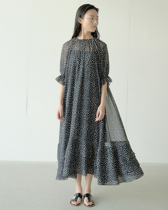 シフォンジョーゼット・プリントワンピース