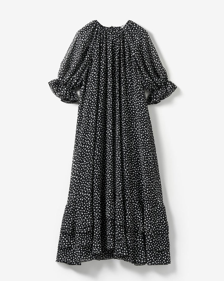 シフォンジョーゼット・プリントワンピース 詳細画像 ブラック 4