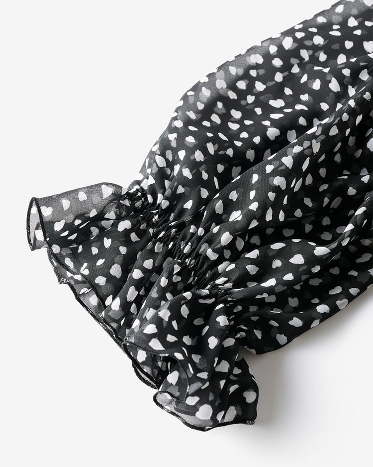 シフォンジョーゼット・プリントワンピース 詳細画像 ブラック 8