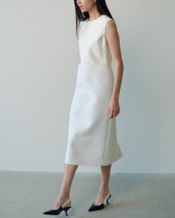 コットン混ツイード・異素材ワンピース